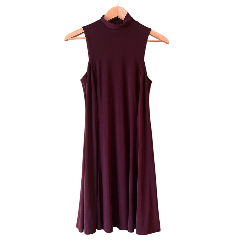 Lauren Ralph Lauren Burgundy Wine Mockneck Sleeveless Dress Sz 6